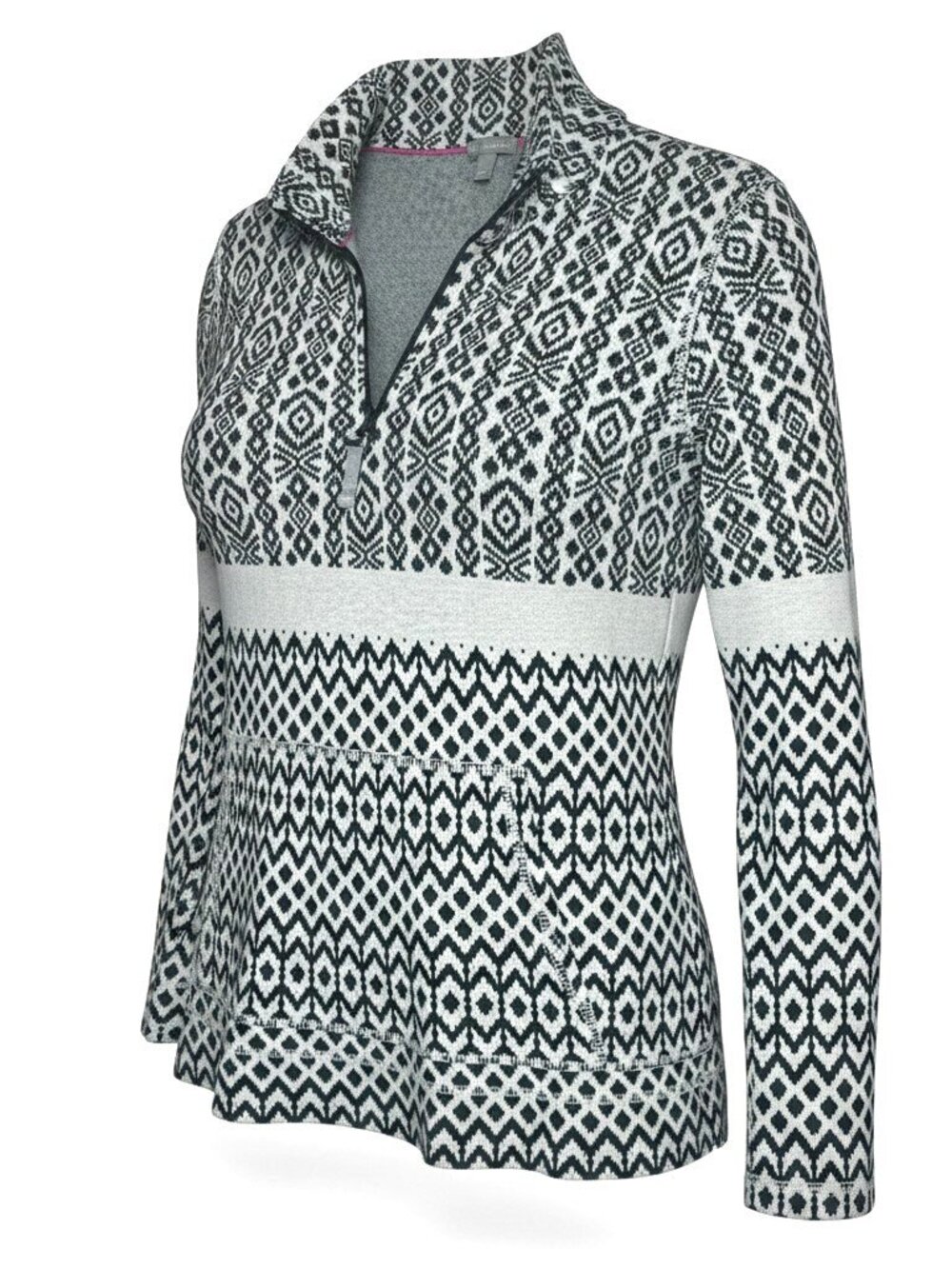 Talbots Sweater Size S Cotton Mock Neck Stripe Fair Isle Half Zip Pullover